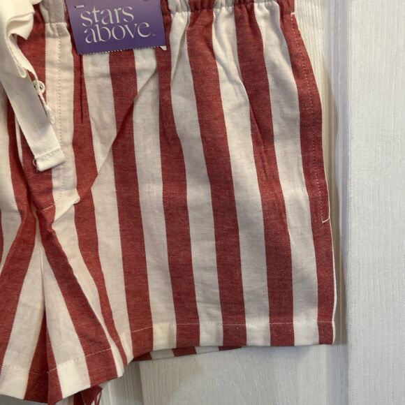 NWT Stars Above Women's Linen Blend Striped Pajama Shorts Small Red White - Picture 9 of 16